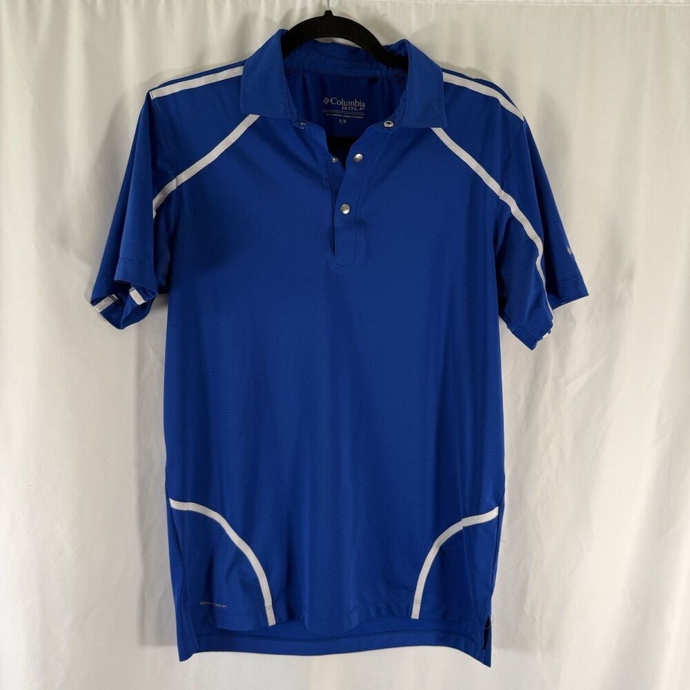 Columbia Golf Polo Men's Small Blue Short Sleeve Collared Pullover Snap Button